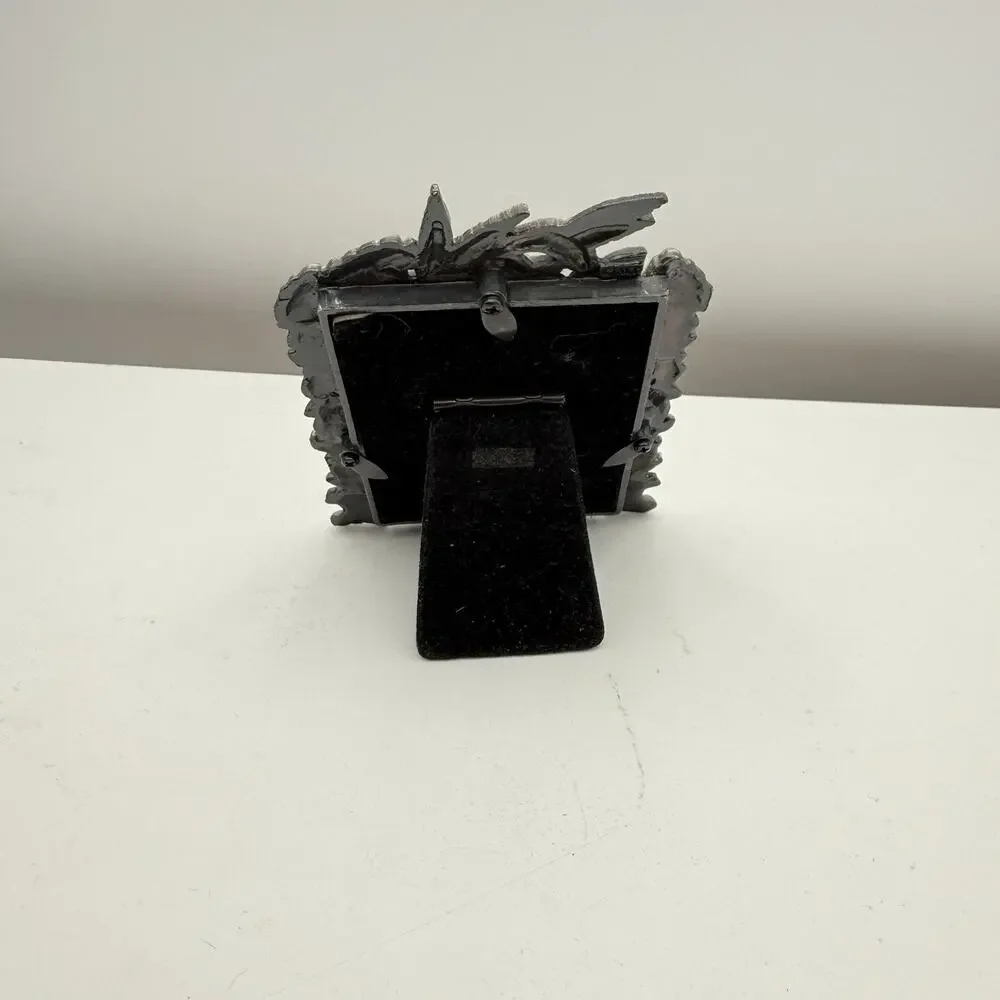 Vtg Pewter Small Picture Frame ~ 5”x3.5” Hummingbirds Floral Leaves EUC